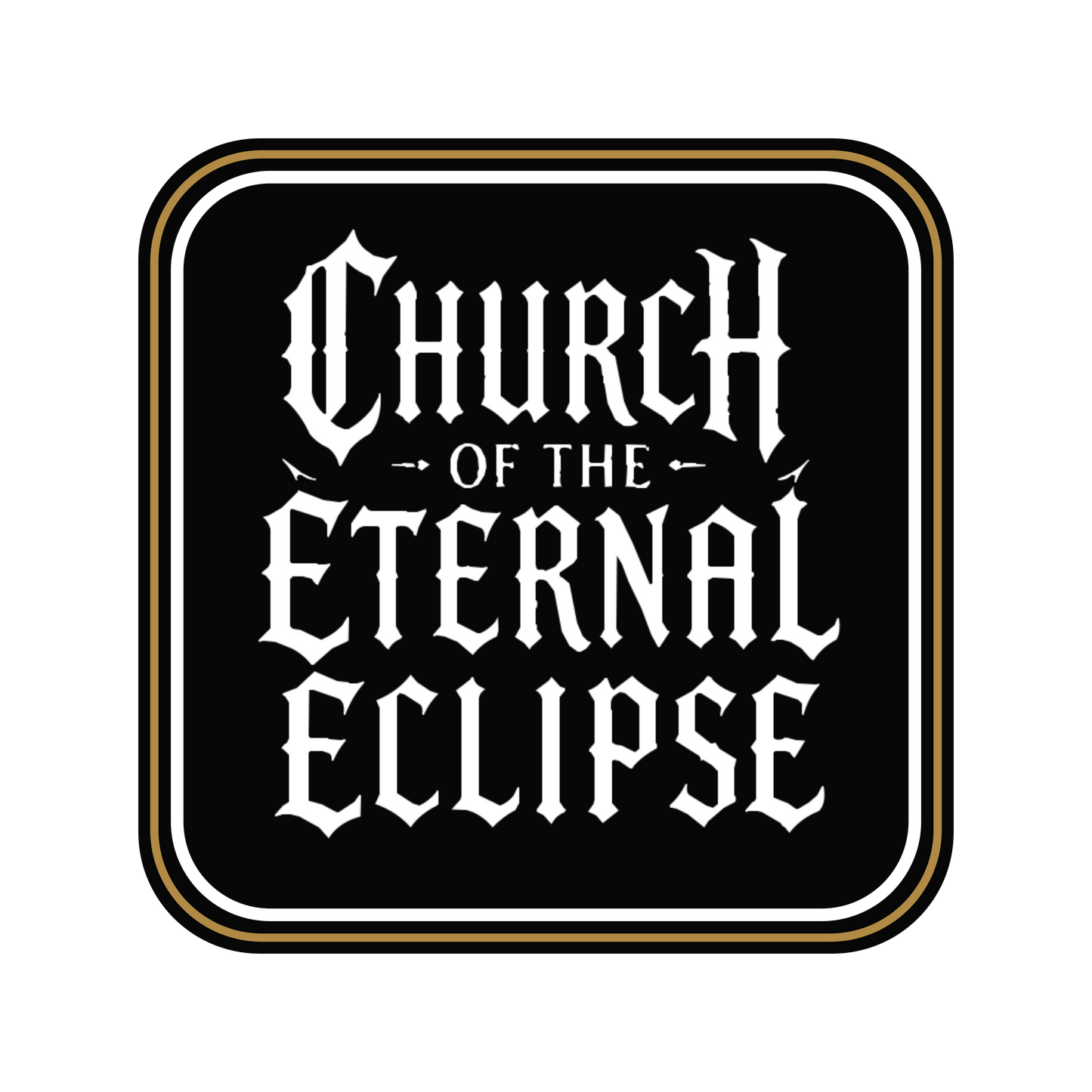Transparent production artwork for Church of the Eternal Eclipse holographic wordmark sticker